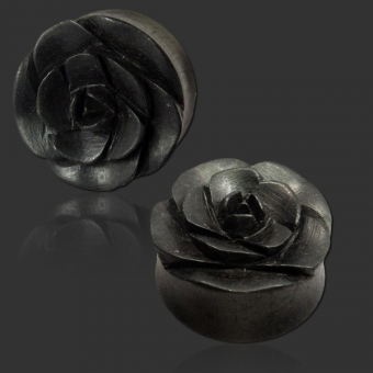 Rose Carved Wood Plug