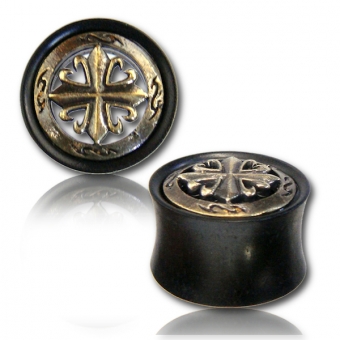 Tamarind Wood Plug mit White Gold Alloy