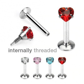 Internal labret prong setting Heart