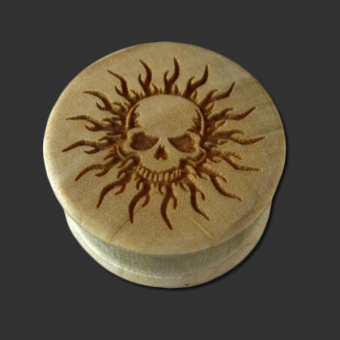 Crocodile Wood Plug with Laser Cut Tribal Skull