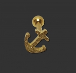 Tragus / Helix Piercing sandblasted PVD Gold Anchor