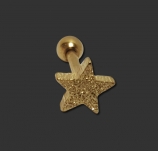 Tragus / Helix Piercing sandblasted PVD Gold Star