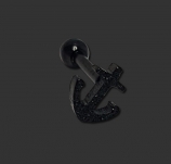 Tragus / Helix Piercing sandblasted PVD Black Anchor