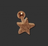 Tragus / Helix Piercing sandblasted PVD Rose Gold Star