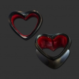 Heart Shaped Wooden Ear Tunnel Red