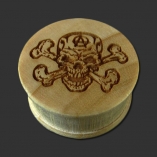 Crocodile Wood Plug with Laser Cut Skull Crossbone