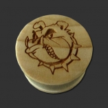 Crocodile Wood Plug with Laser Cut Bull Dog